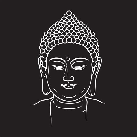 Buddha's head vector line art on black background 6026086 Vector Art at Vecteezy