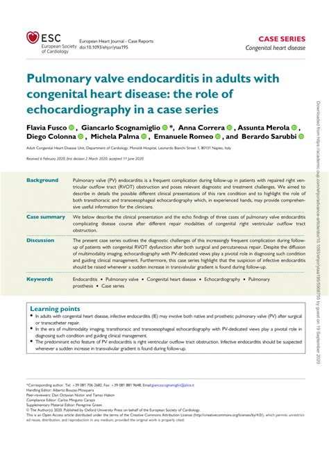 Pdf Pulmonary Valve Endocarditis In Adults With Congenital Heart Disease The Role Of