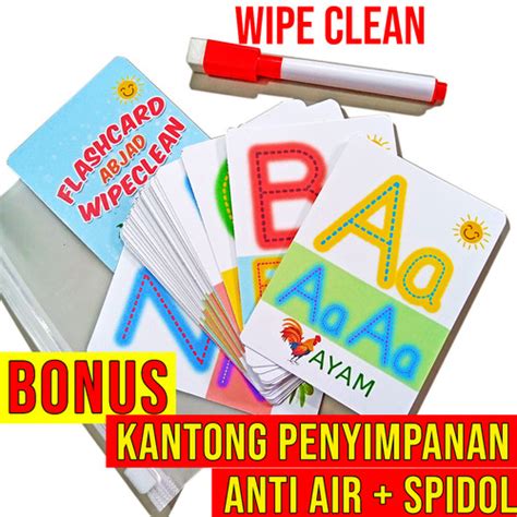 Jual FLASH CARD WIPE CLEAN DAN STANDAR KARTU EDUKASI ANAK Wipe Abjad