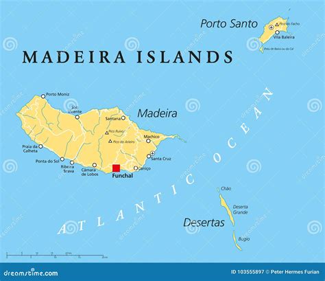 Mapa Político De Las Islas De Madeira Ilustración del Vector