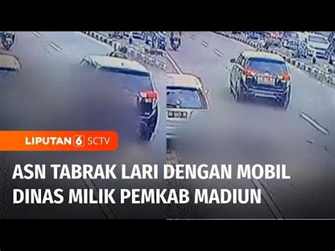 Mobil Pelat Merah Milik Pemkab Madiun Yang Dikendarai Asn Serempet