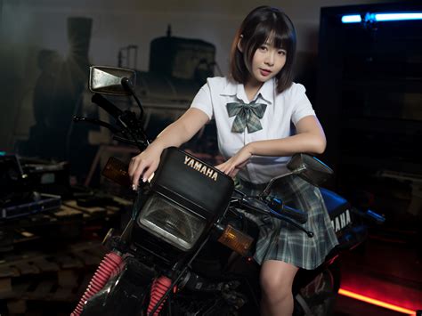 K Asian Yamaha Brunette Girl Blouse Skirt HD Wallpaper Rare Gallery