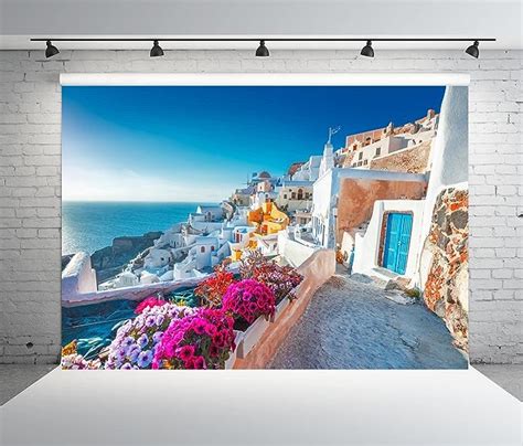 Amazon Beleco X Ft Fabric Greece Santorini Island Backdrop White