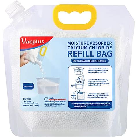 Vacplus Moisture Absorbers 1 Pack 3LB Calcium Chloride Refill Bag