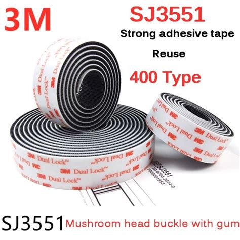 3M Dual Lock SJ3551 Black Mushroom Adhesive Fastener Tape Velcros