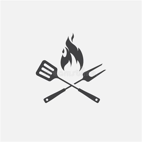 Vector De Iconos De La Parrilla Icono De Barbacoa Tenedor Y Esp Tula