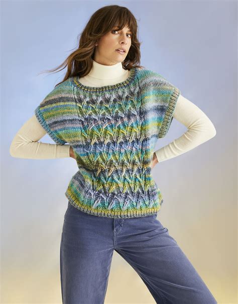 Coral Reef Vest Knitting Pattern Jewelspun With Wool Sirdar