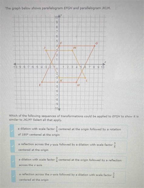 The Graph Below Shows Parallelogram Efgh And Parallelogram Jklm Which