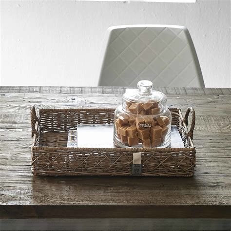 Rustic Rattan Diamond Weave Serving Tray Set Of Pieces Rmshop