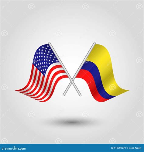 Vector Two Crossed American And Colombian Flags Stock Vector