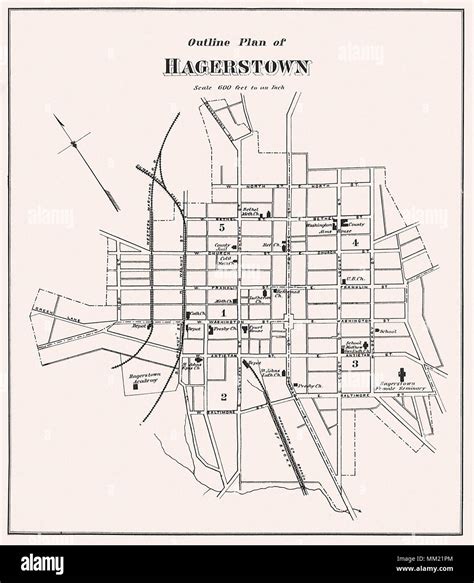 Map of Hagerstown. 1877 Stock Photo - Alamy