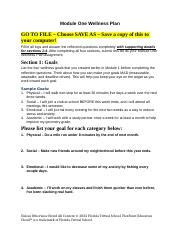 Module One Wellness Plan Docx Module One Wellness Plan Go To File