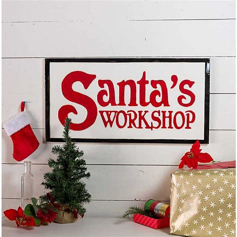 Metal Santa S Workshop Wall Plaque Kirklands Santas Workshop