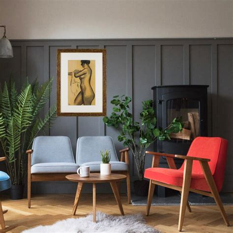 Georges Lucien Guyot Female Nude Study Charcoal And Red Chalk Drawing By Georges Lucien Guyot