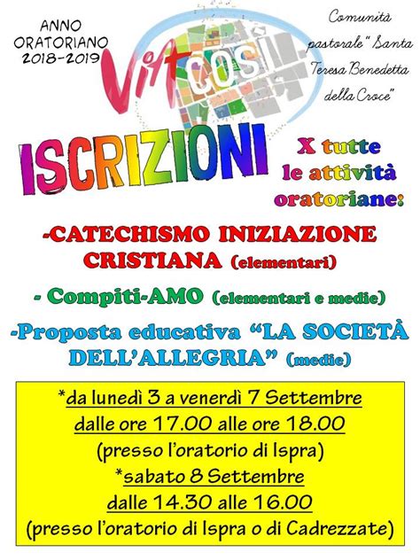 Iscrizioni Catechismo Iniziazione Cristiana