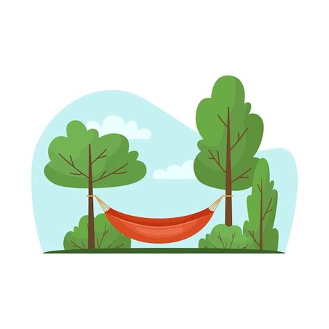 Premium Vector Vector Illustration Of A Hammock Suspended Between Two