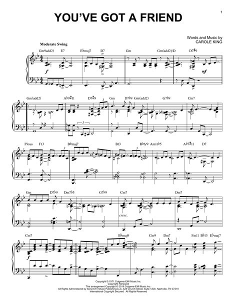 You Ve Got A Friend Jazz Version Piano Solo Print Sheet Music