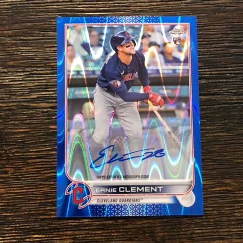 Ernie Clement 150 2022 Topps Chrome Rookie Auto RA ECL Blue RayWave