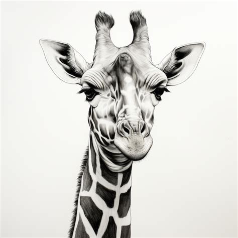 Premium Photo Hyperrealistic Black And White Giraffe Drawing