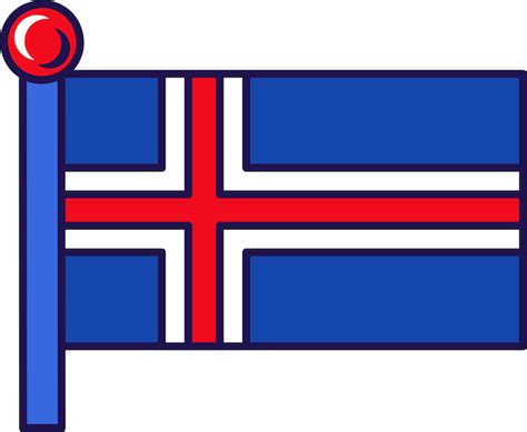 Premium Vector Iceland Republic Official Flag On Flagstaff Vector