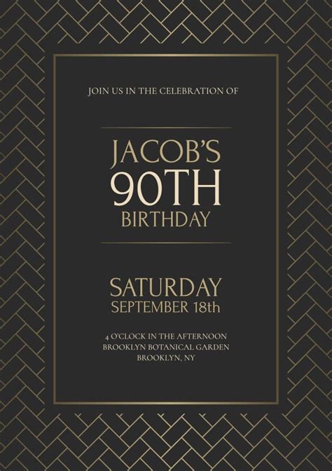 Get This Ornamental Linear Jacob S 90th Birthday Invitation Template