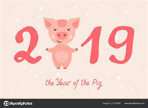 2019 Year Of The PIG Stock Vector Ledelena 213578260