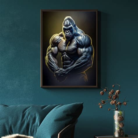 Gorilla Digital Print Animal Wearing Clothes Printable Gym Motivation Wall Art Gorilla Wall Art ...