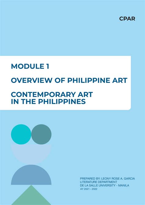 CPAR Module 1 PART A N A MODULE 1 OVERVIEW OF PHILIPPINE ART