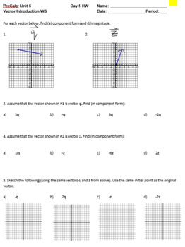 Intro To Vectors Guided Notes And HW Answer Key Included By Derrick