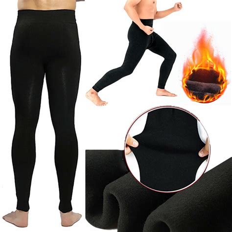 Men's Winter Fleece Lined Elastic Warm Thermal Long Johns Legging ...