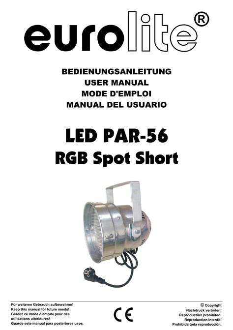 EUROLITE LED PAR-56 RGB Spot User Manual - LTT Versand GmbH