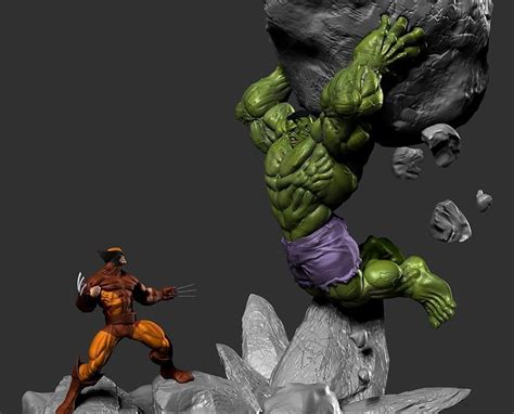 Hulk Vs Wolverine Diorama D Printing Model Stl