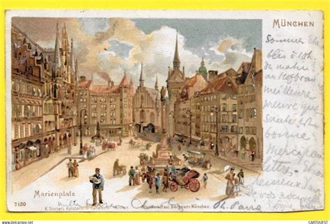 Muenchen MUENCHEN Marienplatz LITHOGRAPHIE 1900 Dos Simple