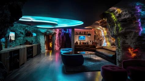 Premium AI Image | Luxurious House Interior Inside a Colorful Cave