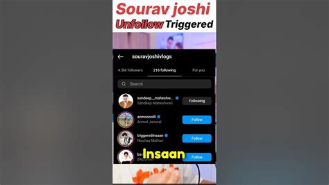 Sourav Joshi Unfollow Triggered Insaan🤯। Triggered Insaan Facts Shorts