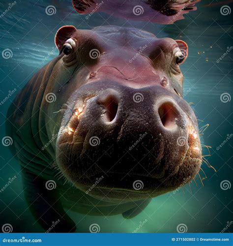 Closeup Wide Angle Underwater Photo Upshot of a Hippo Underwater Stock ...