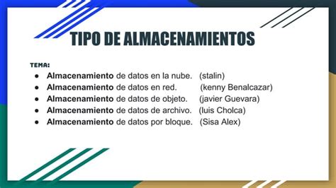 Tipos De Almacenamientos PPT Descarga Gratuita