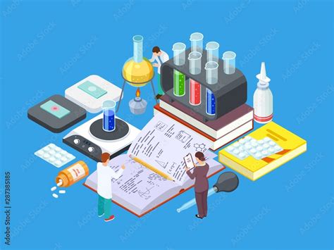 Isometric Science Lab Vector Medical Research Concept Pharmaceutical