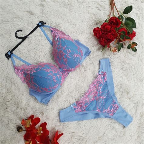 Kit 3 Conjuntos Lingerie Bojo Renda Bicolor Calcinha Fio Duplo