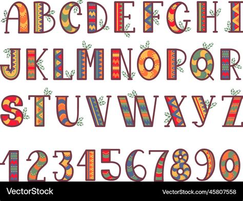 Tribal style ethnic alphabet african decorative Vector Image