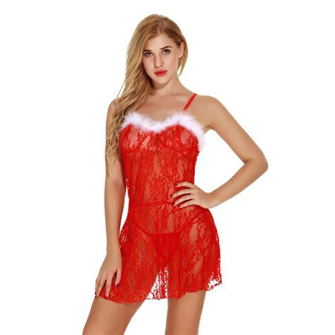 Translucent Sexy Sling Nightgown Women Christmas Wedding Party