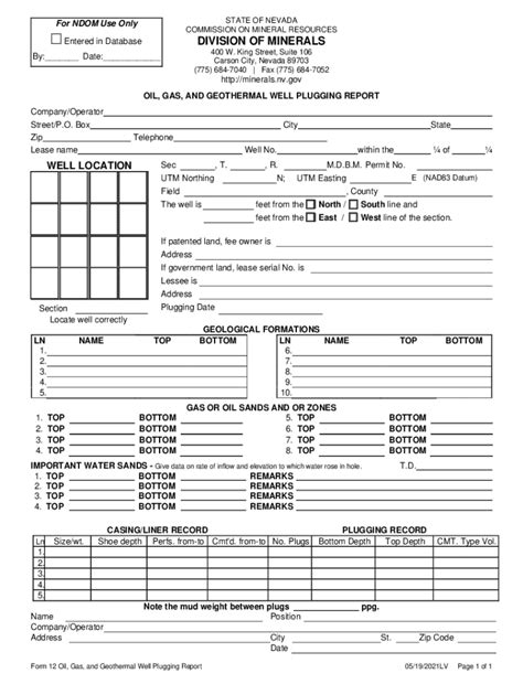 Fillable Online Form 12 OIL GAS AND GEOTHERMAL WELL PLUGGING REPORT