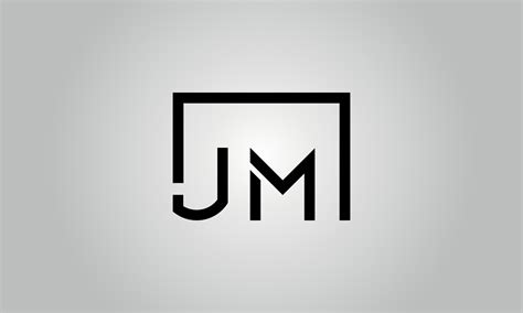 Letter Jm Logo Design Jm Logo With Square Shape In Black Colors Vector