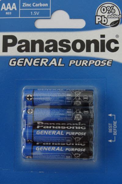 Panasonic Batterie Batterien AAA 1 5V R03 UM4 Zink Carbon EBay