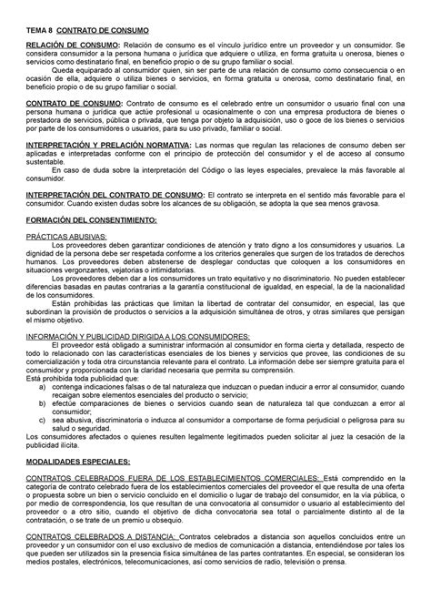 Tema 8 Contratos De Consumo Tema 8 Contrato De Consumo RelaciÓn De