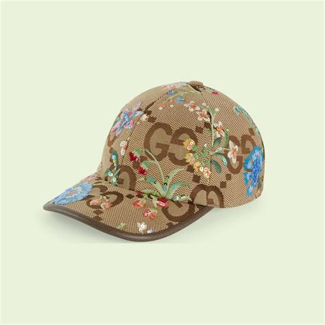 Casquette Gg Jumbo Avec Broderie Fleur En Beige Et B Ne Gucci Fr