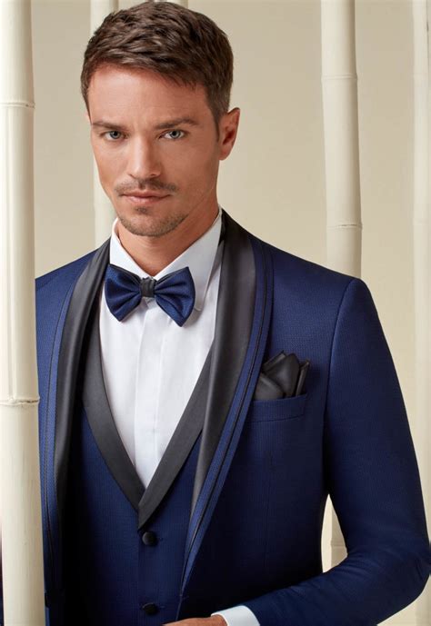 Costume De Mariage Pi Ces Bleu Royal Col Ch Le Noir Caralys Nice