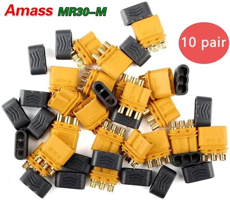 Pairs Amass Mr Male Female Connector Plug Gold Plated With Sheath