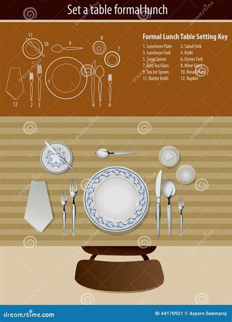 Table Setting Formal Lunch Stock Vector - Image: 44170921