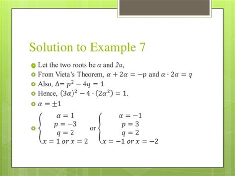 Application of vieta’s theorem